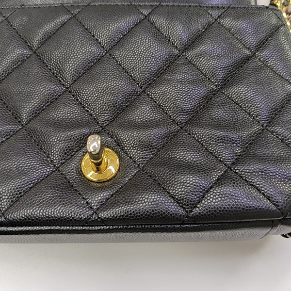 23C Mini Quilted Grained Calfskin Black