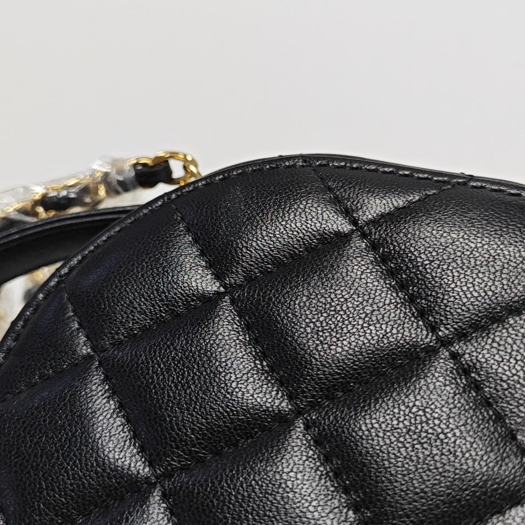 Quilted Lambskin Shoulder Bag Black