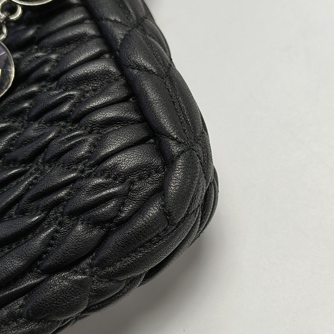 Quilted Lambskin Top Handle Bag Black