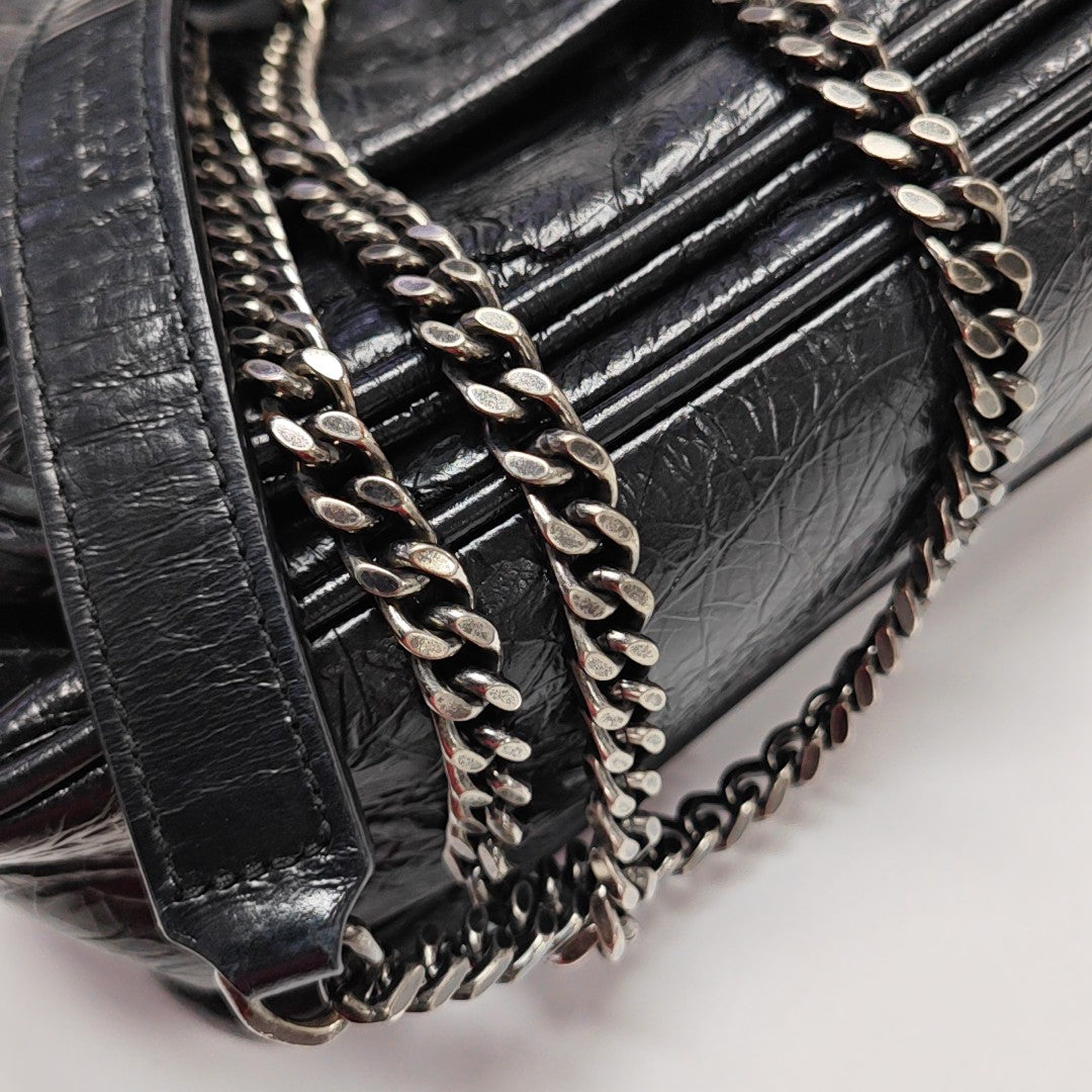 NIKI Small Chevron Calfskin Black