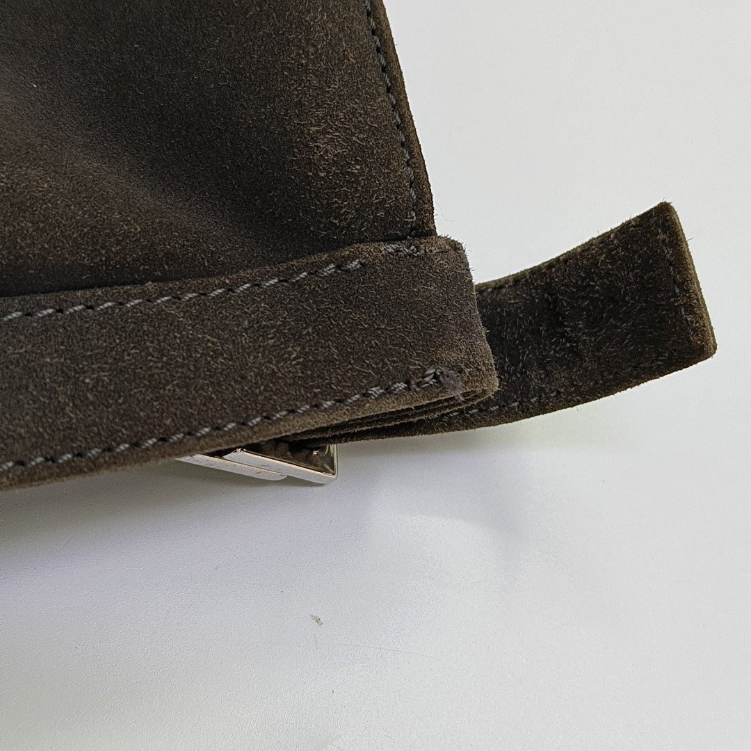 Suede Top Handle Bag Brown