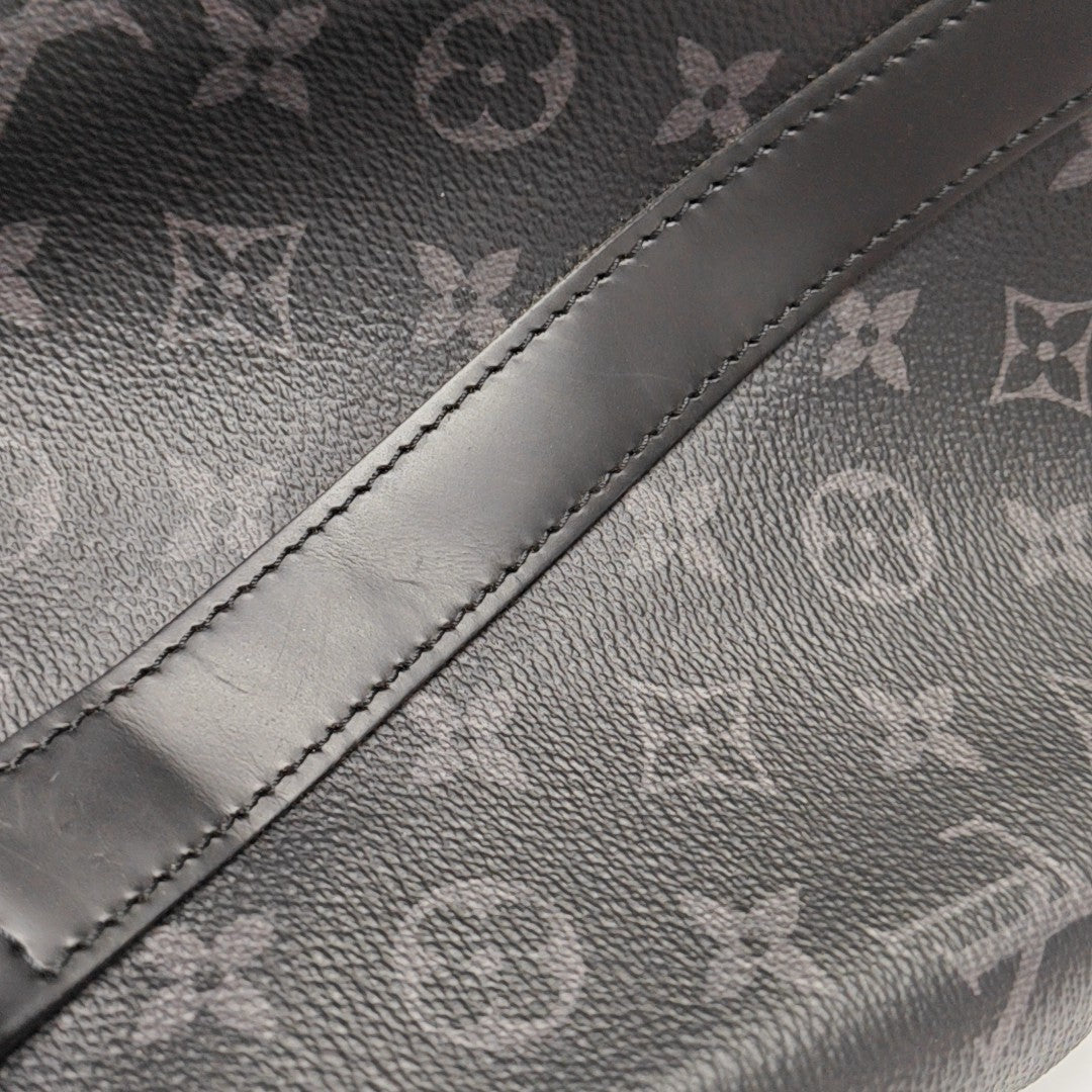 KEEPALL 55 Monogram Coated Canvas Black