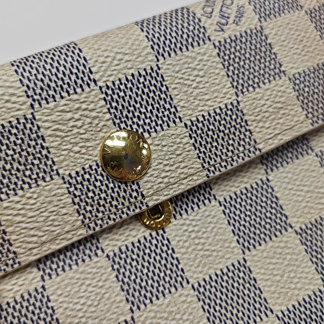 ALEXANDRA Damier Azur Coated Canvas White Wallet