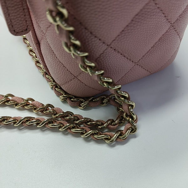 VANITY CASE Small Quilted Grained Calfskin Pink