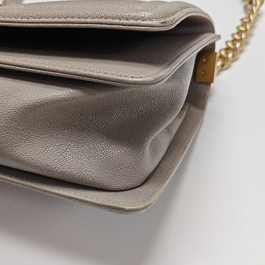 BOY CHANEL Medium Quilted Grained Calfskin Gray