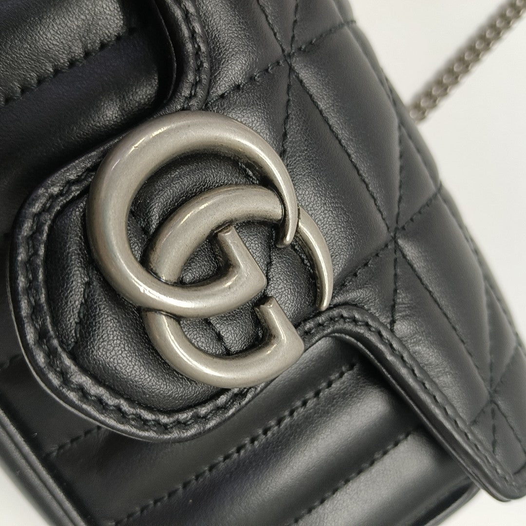 GG Marmont Mini Quilted Calfskin Black