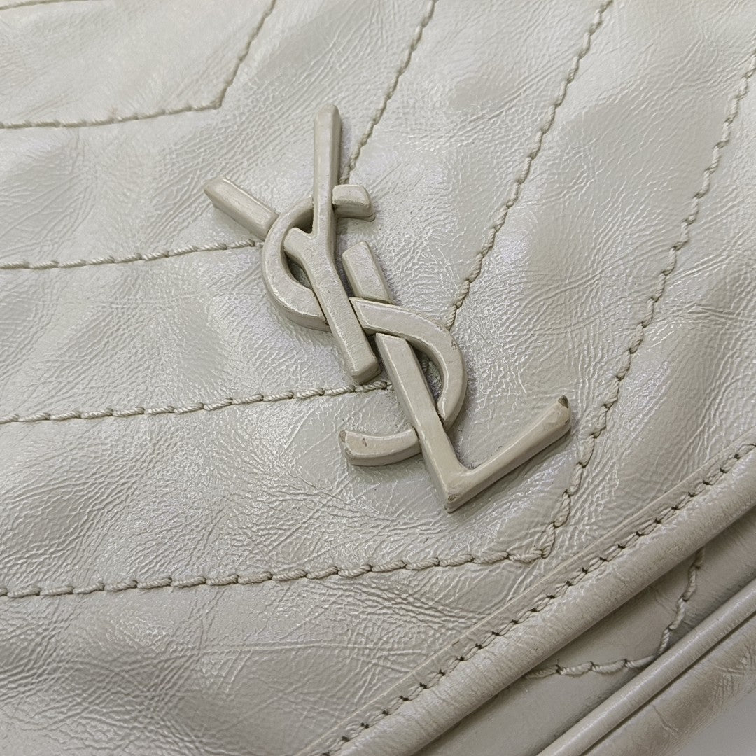 NIKI Mini Chevron Calfskin White