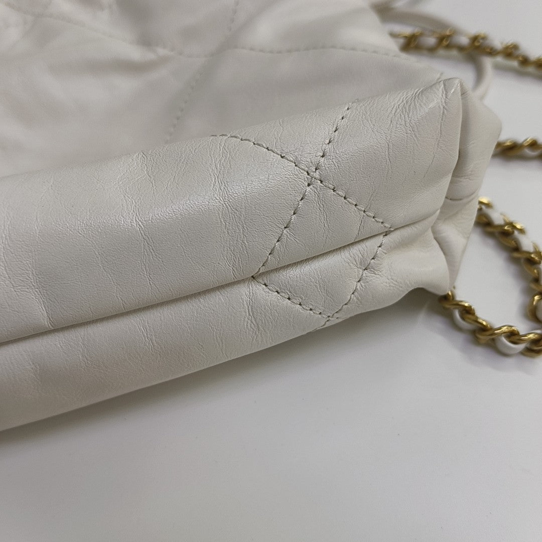 CHANEL 22 Mini Quilted Calfskin White