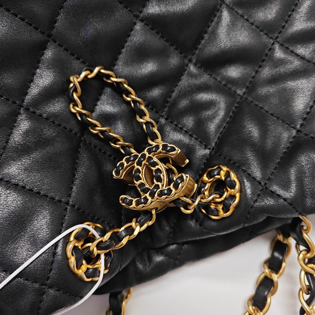 DRAWSTRING Quilted Lambskin Black