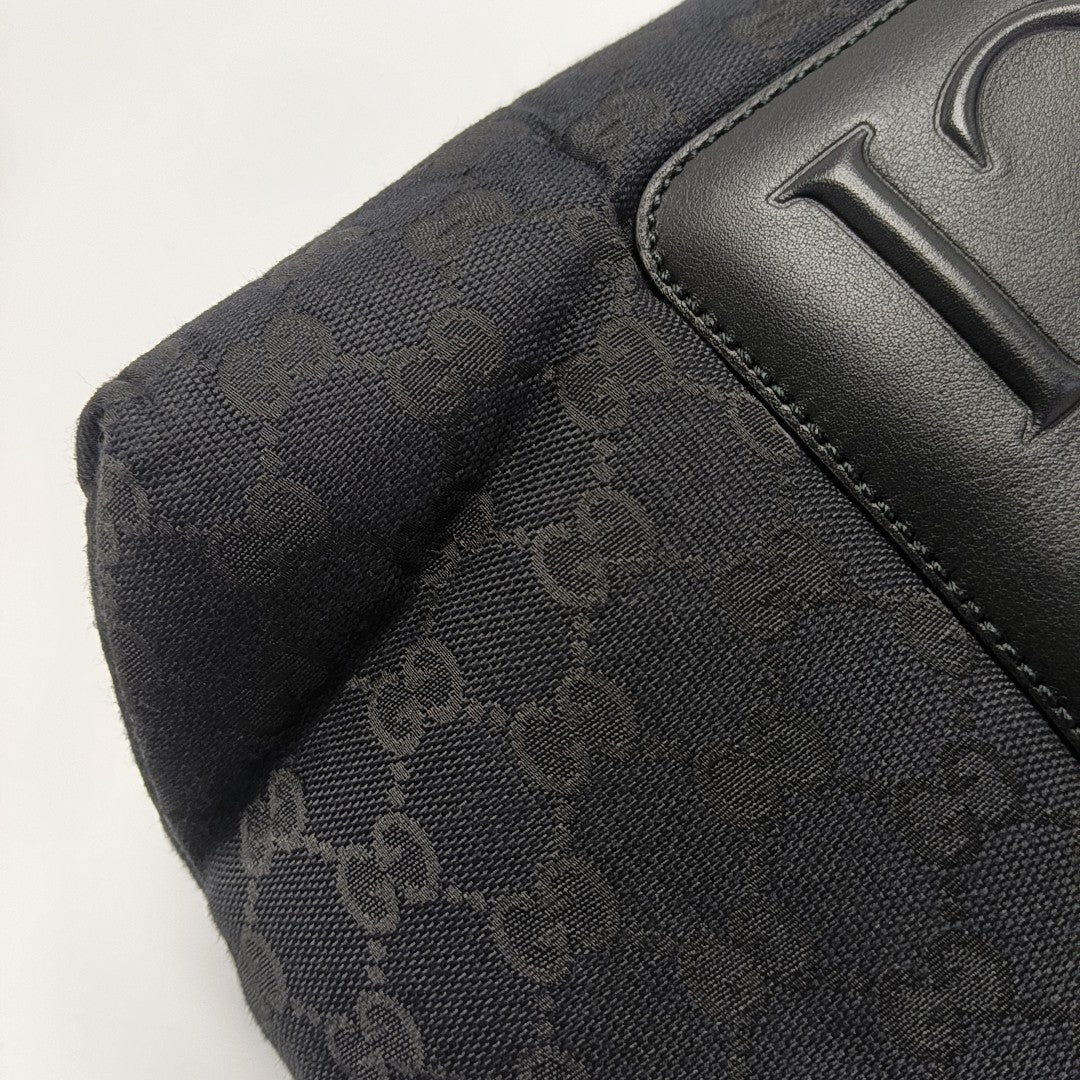 Monogram Coated Canvas Shoulder Bag Black