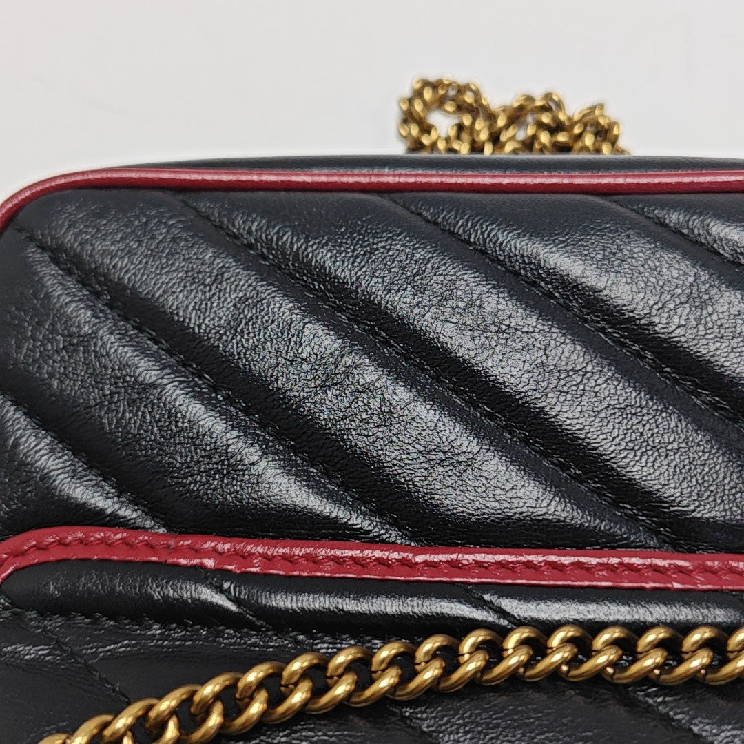GG Marmont Super Mini Quilted Calfskin Black
