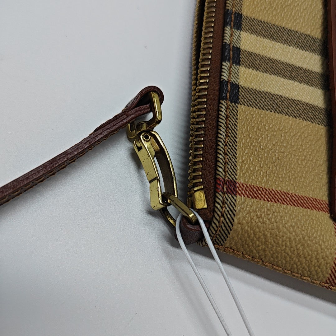 Coated Canvas Top Handle Bag Brown