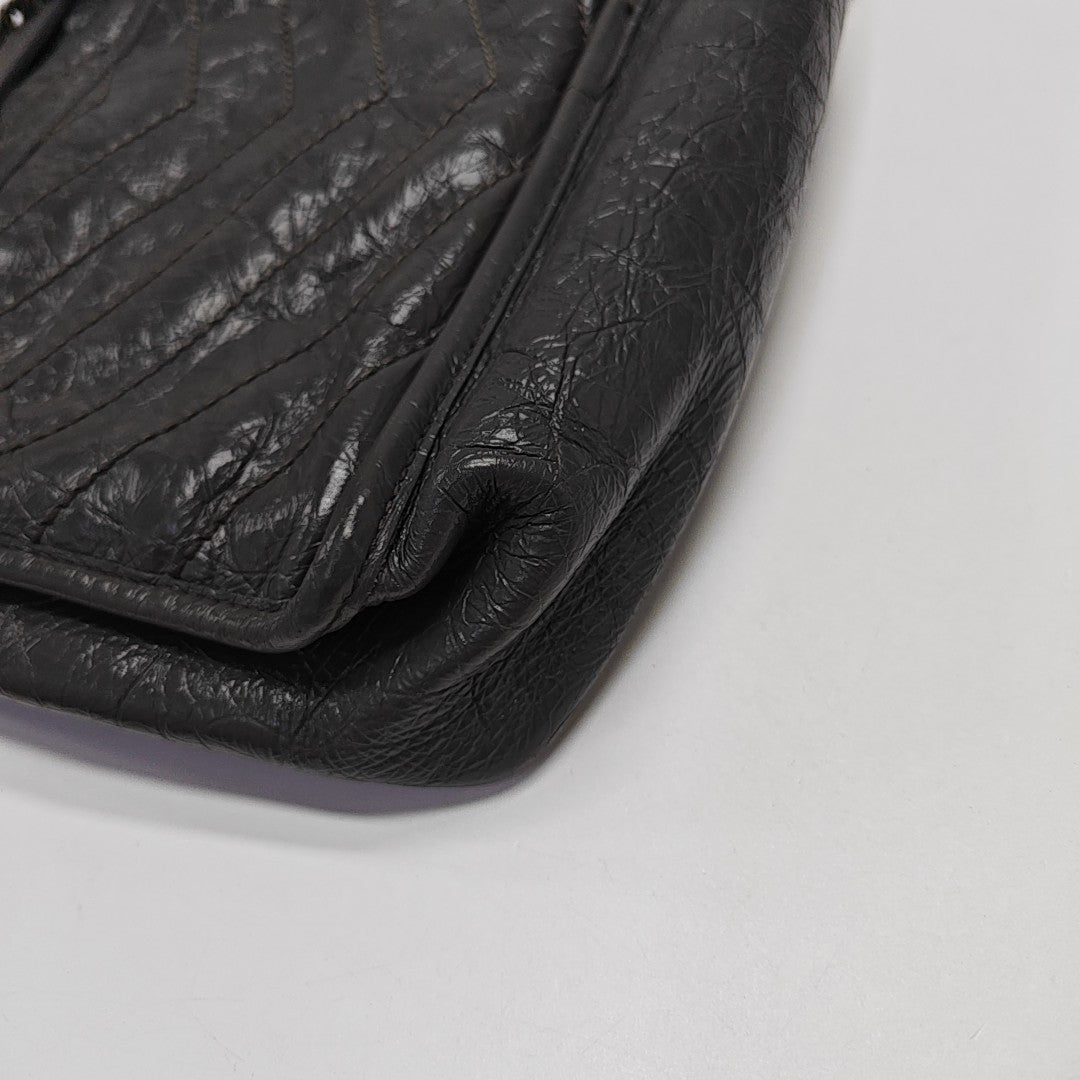 NIKI Medium Chevron Calfskin Gray