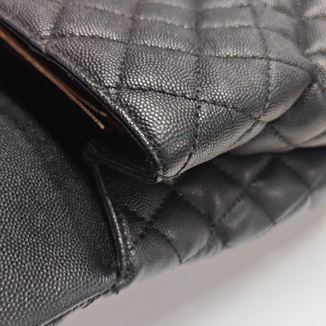 COCO HANDLE Large Quilted Grained Calfskin Black
