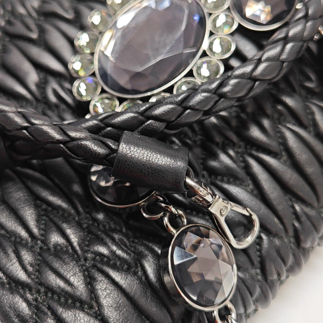 Quilted Lambskin Shoulder Bag Black
