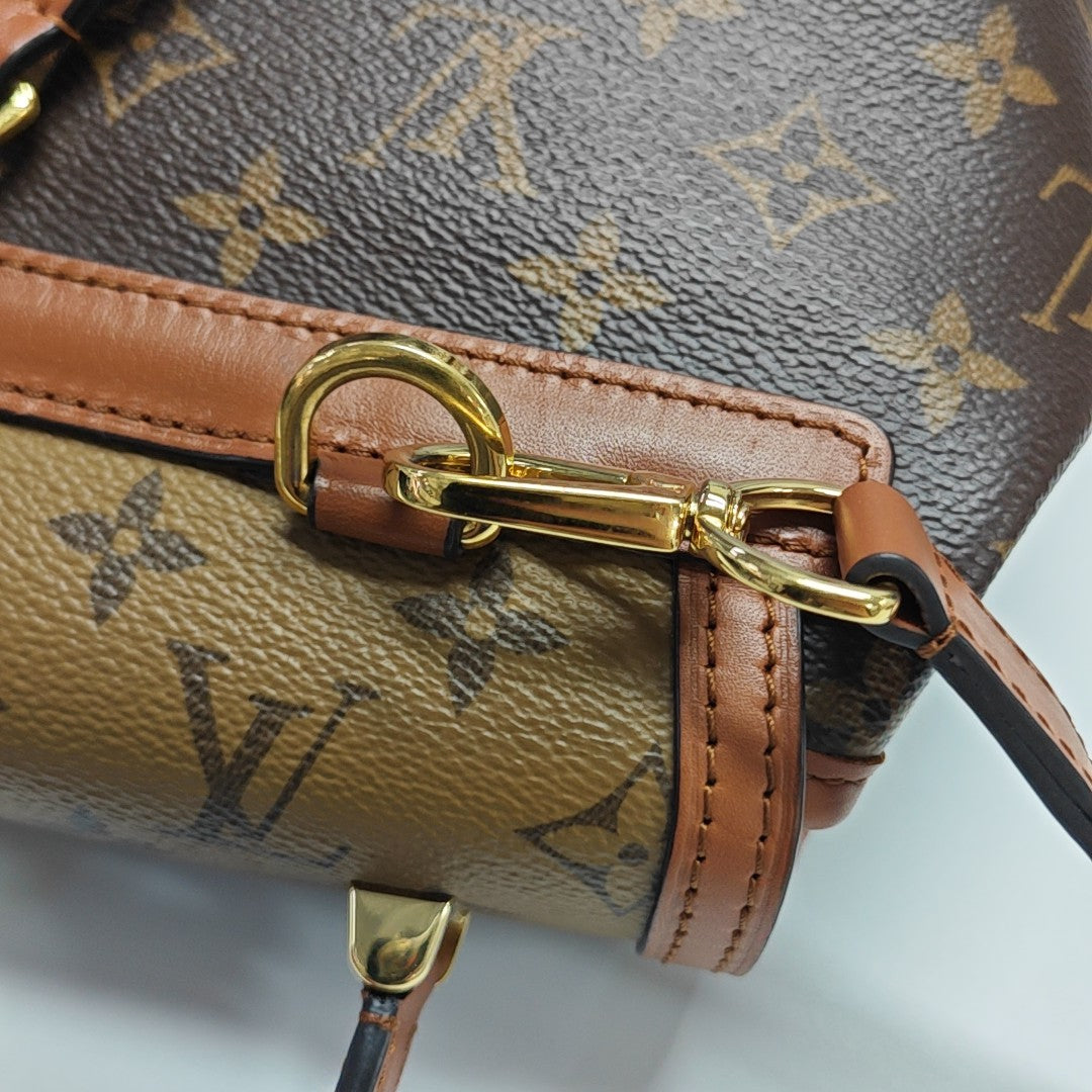 Monogram Coated Canvas Backpack PM Brown