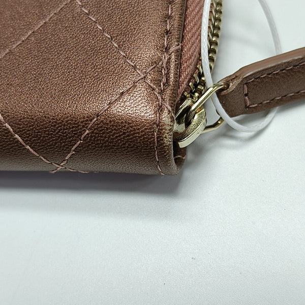 Quilted Lambskin Card Holder Beige