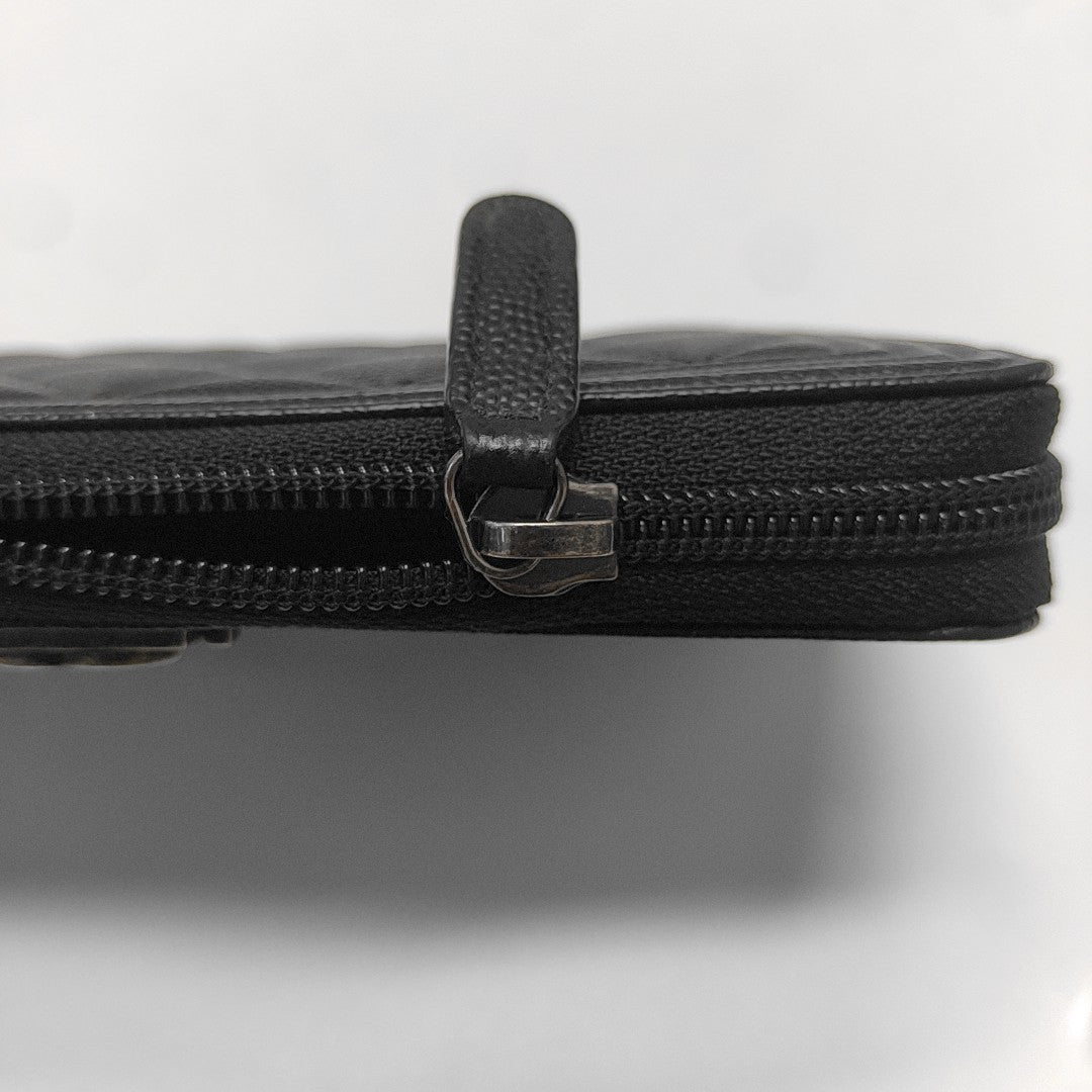 BOY CHANEL Mini Quilted Grained Calfskin Black Wallet