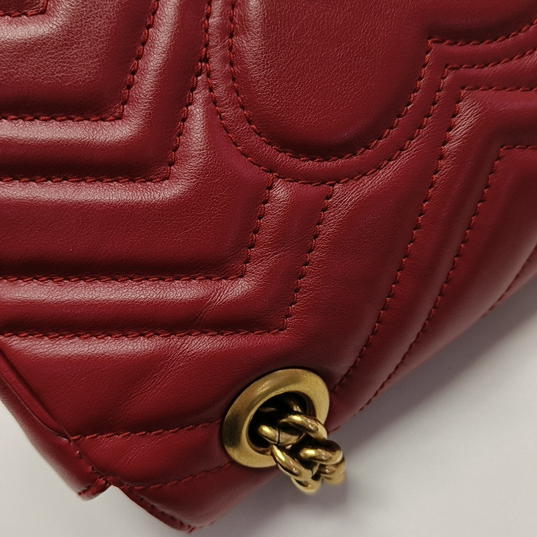 GG Marmont Small Quilted Calfskin Red