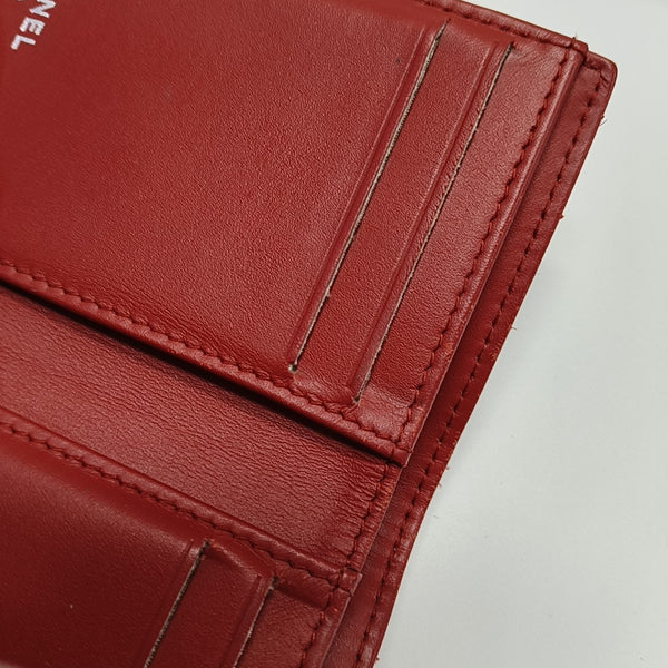 Quilted Grained Calfskin Wallet Red