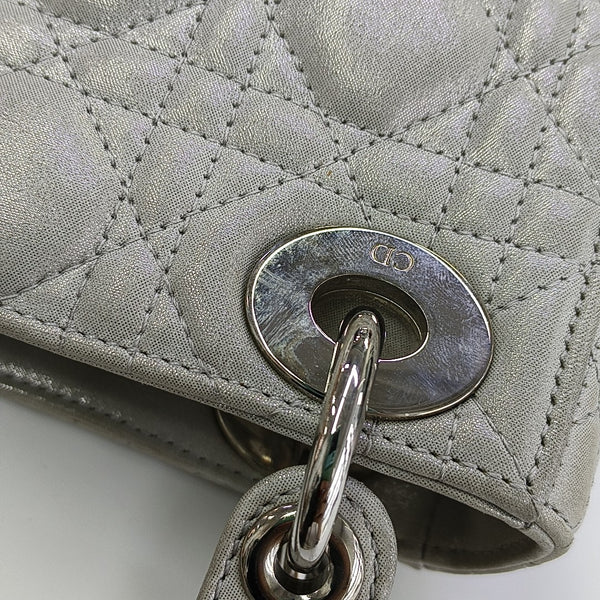 Lady Dior Mini Cannage Lambskin Silver