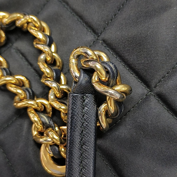 Quilted Nylon Shoulder Bag Black