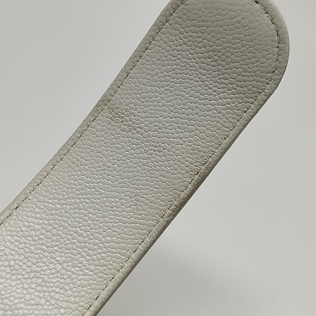 Quilted Grained Calfskin Top Handle Bag White
