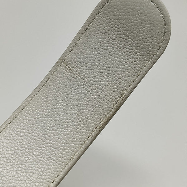 Quilted Grained Calfskin Top Handle Bag White