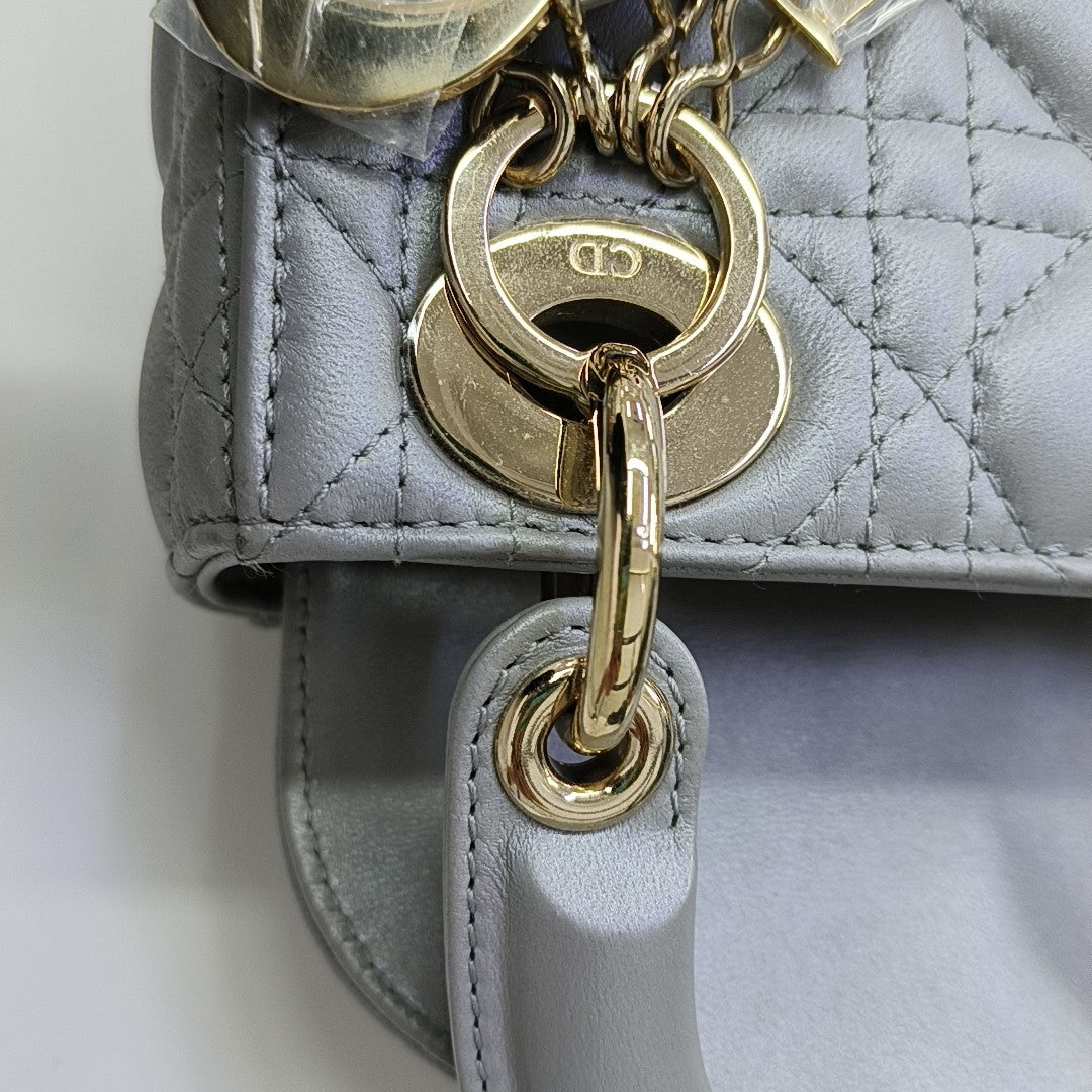 Lady Dior Mini Cannage Lambskin Gray