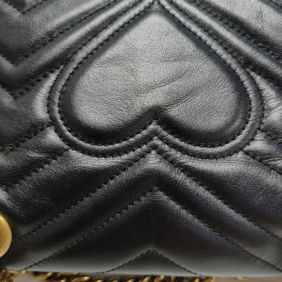 GG Marmont Small Quilted Calfskin Black