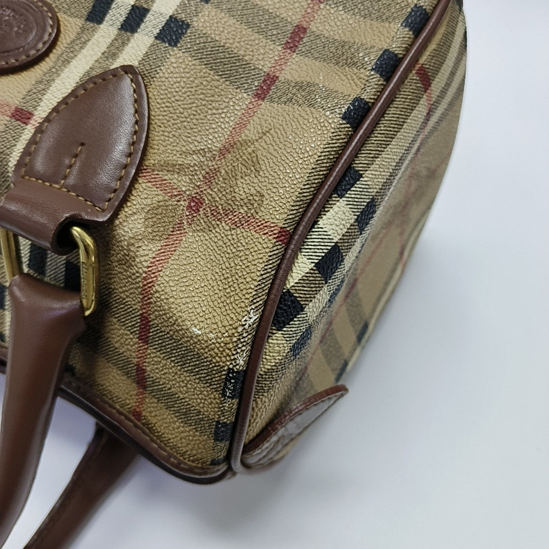 Coated Canvas Top Handle Bag Beige