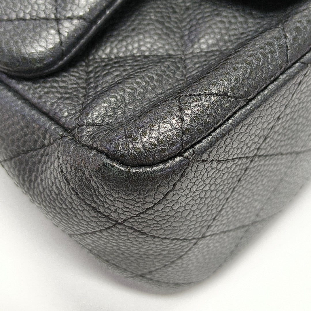 CLASSIC FLAP Mini Quilted Grained Calfskin Black