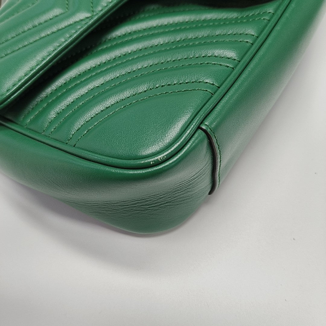 GG Marmont Medium Quilted Calfskin Green