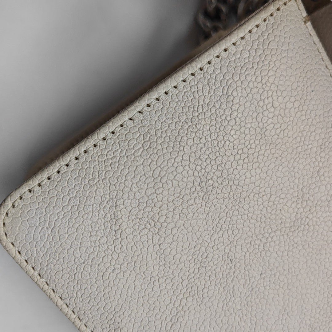 BOY CHANEL Small Quilted Grained Calfskin White