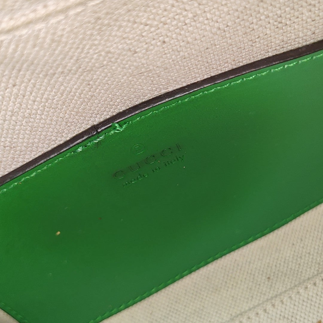 GG Matelassé Mini Monogram Leather Green