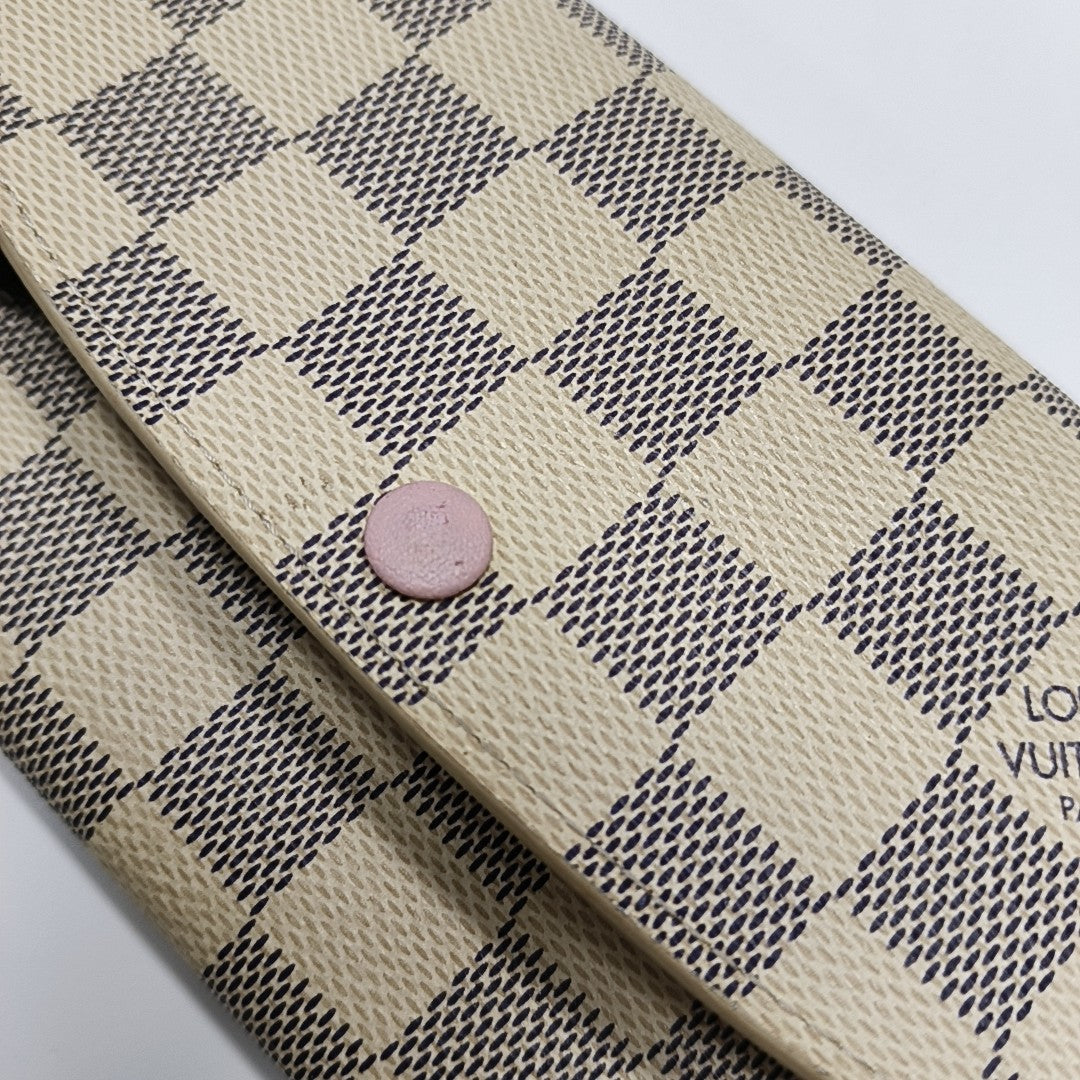 EMILIE Damier Azur Coated Canvas White Wallet