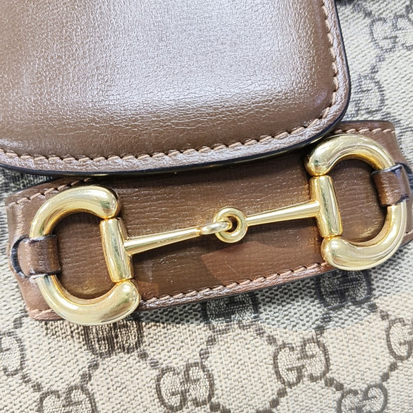 Horsebit 1955 Medium Monogram Coated Canvas Beige