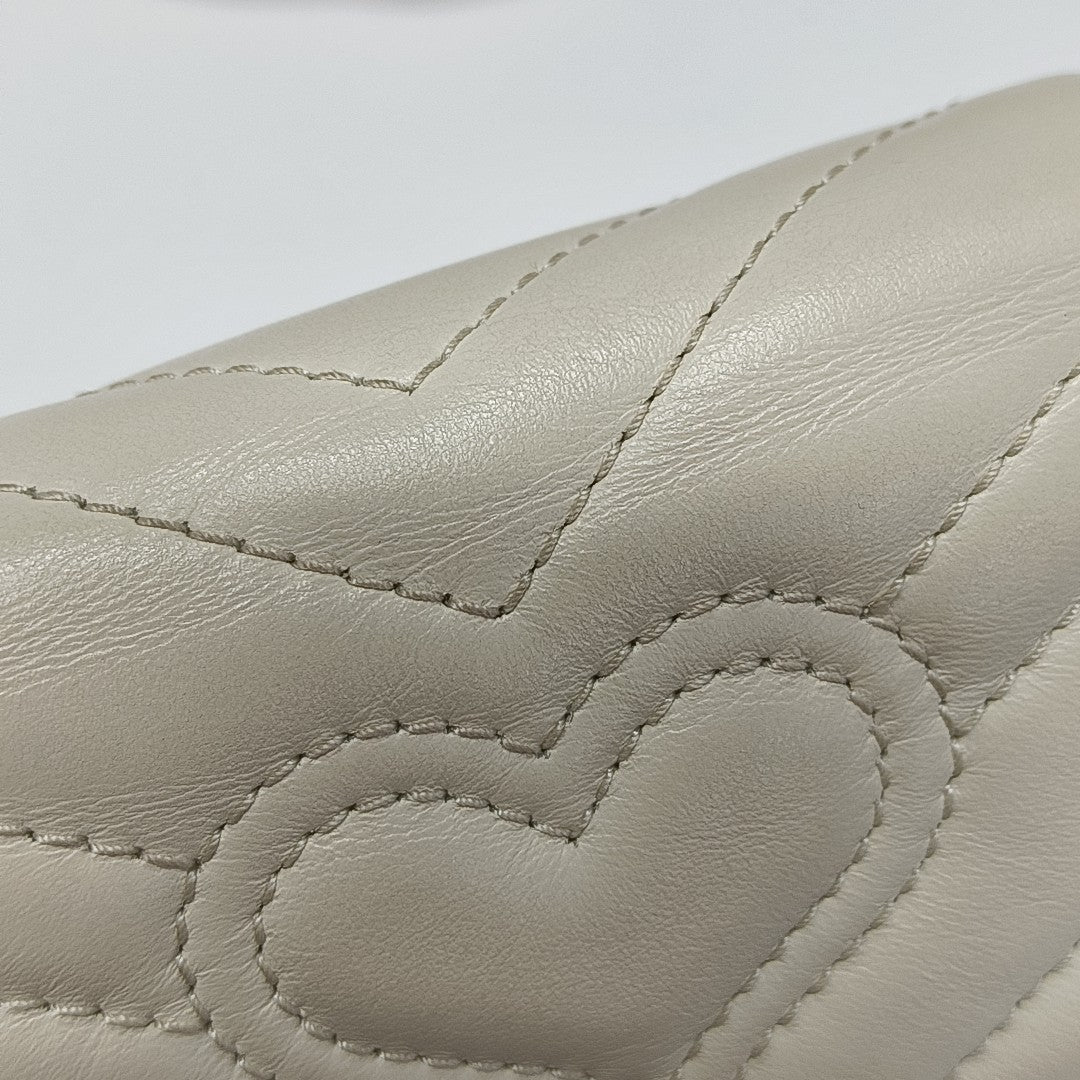GG Marmont Super Mini Quilted Calfskin White