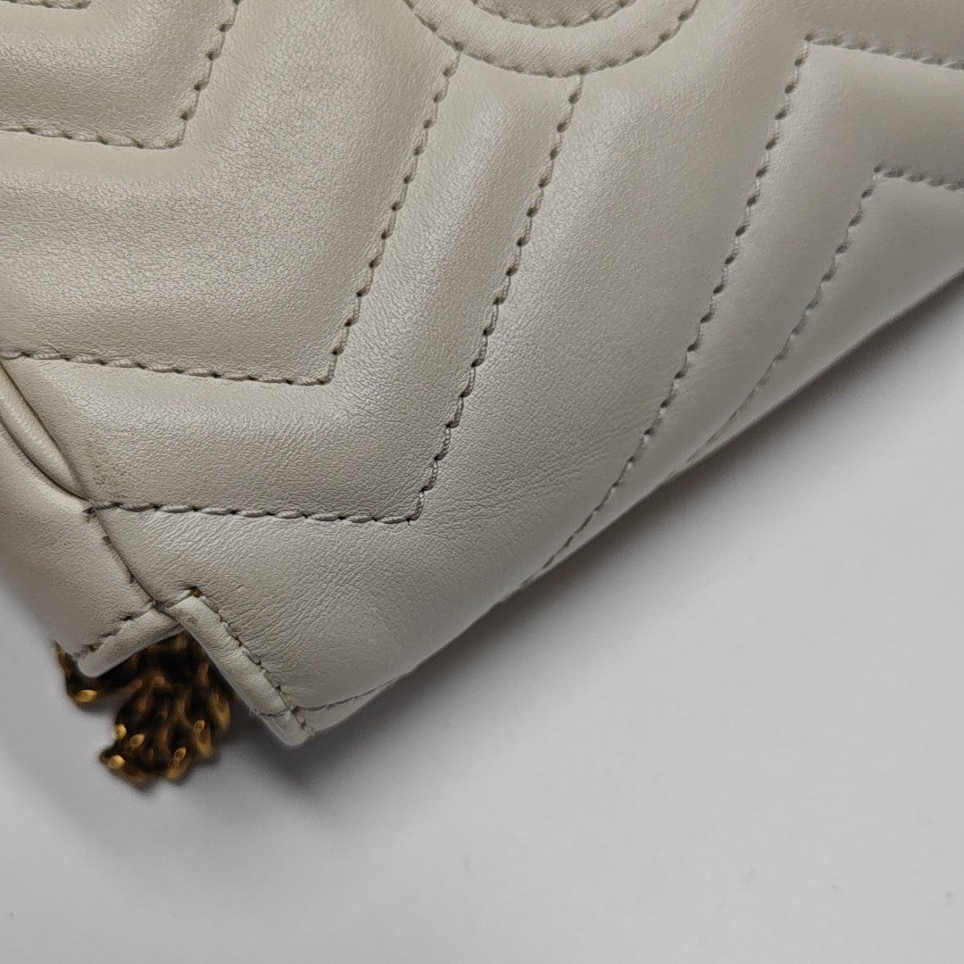 GG Marmont Mini Quilted Calfskin White