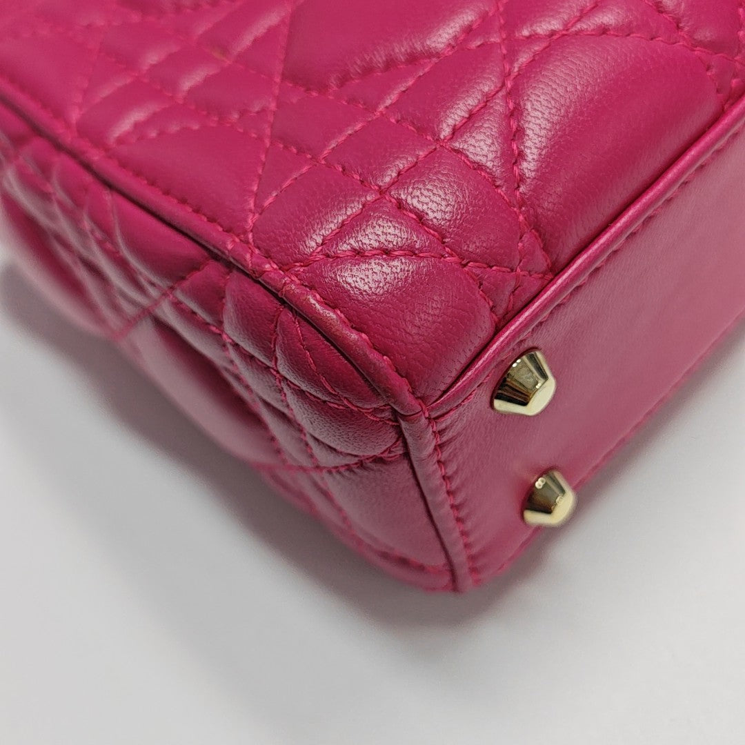 Lady Dior Mini Cannage Lambskin Red