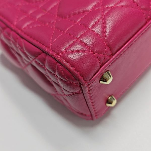Lady Dior Mini Cannage Lambskin Red