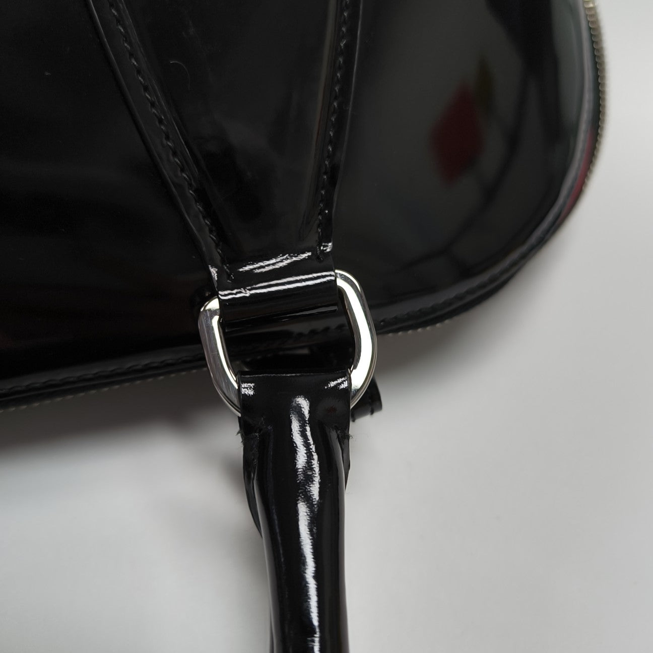 Patent Leather Top Handle Bag Black