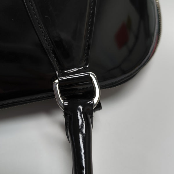 Patent Leather Top Handle Bag Black