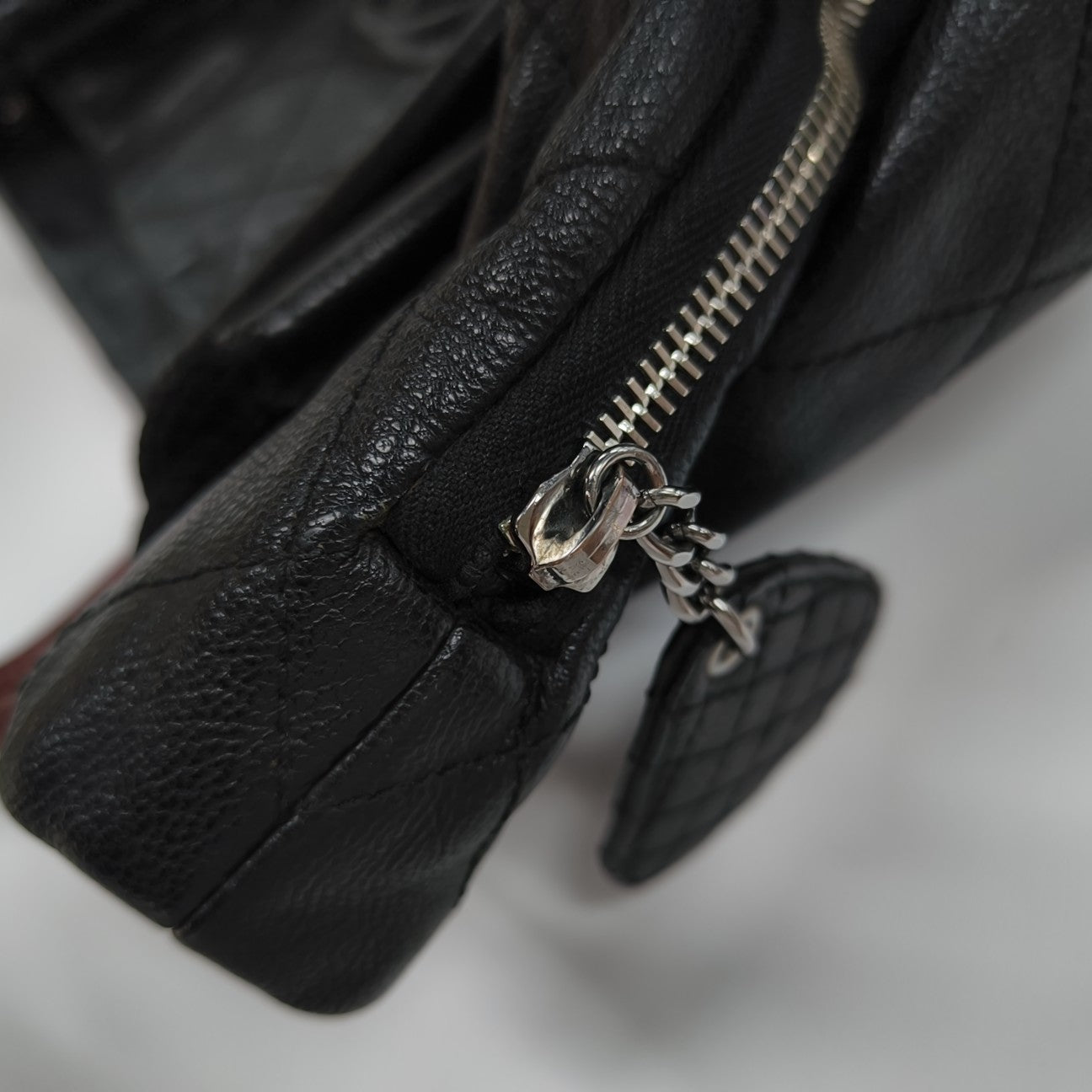 Quilted Calfskin Top Handle Bag Black