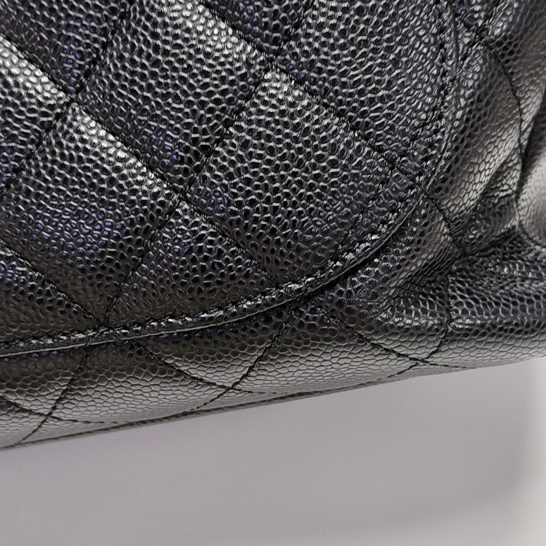 CHANEL GST Large Quilted Grained Calfskin Black