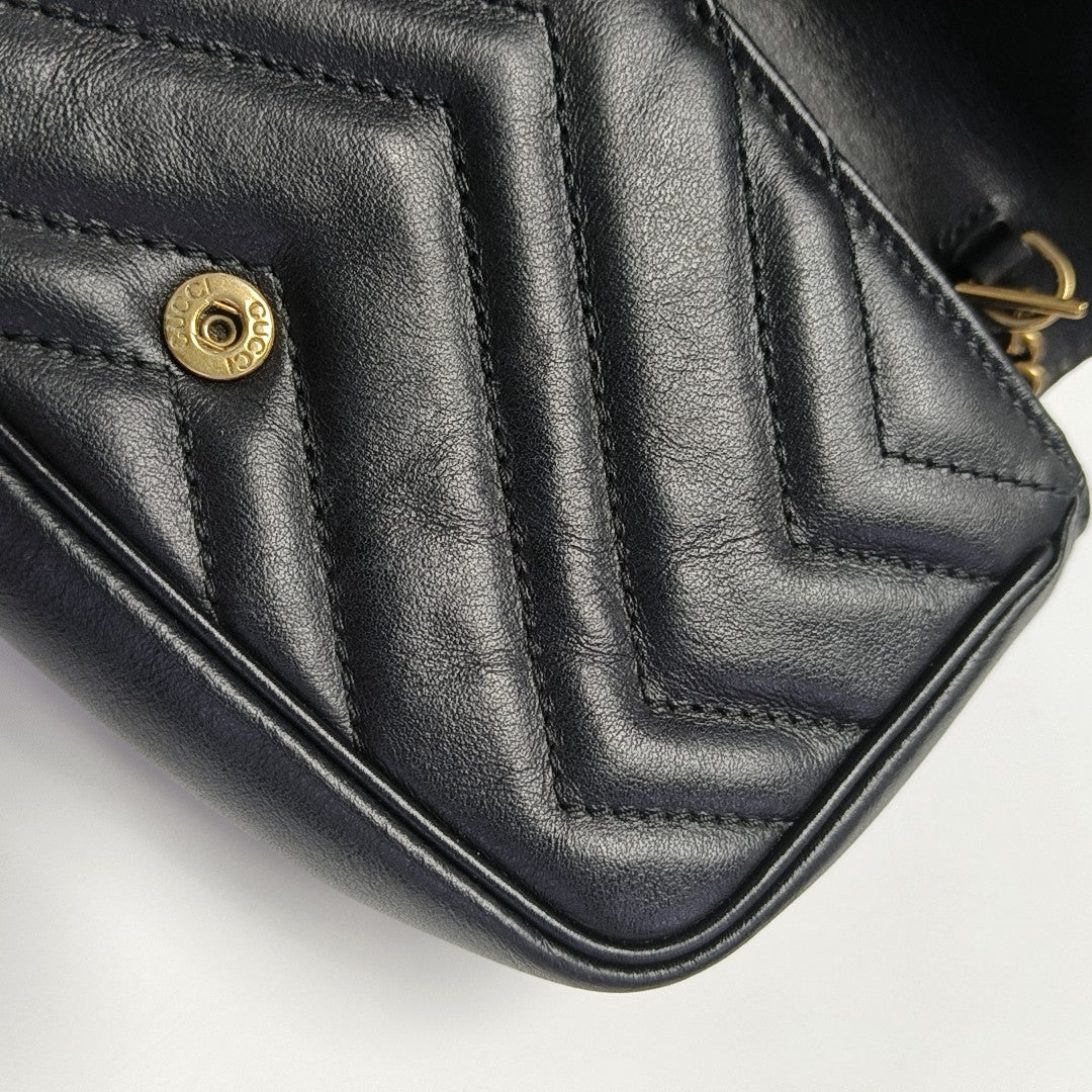GG Marmont Mini Quilted Calfskin Black
