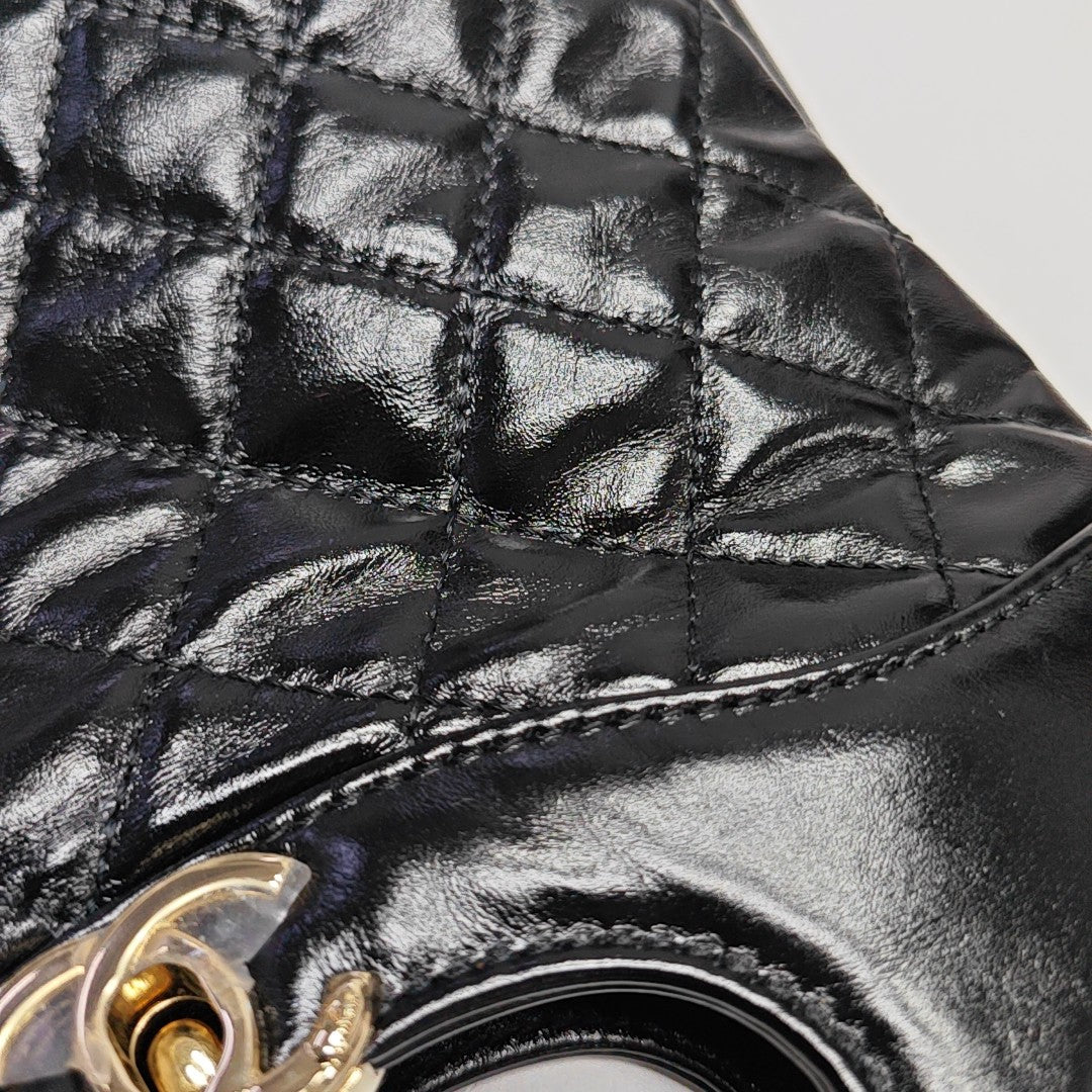CHANEL 31 Mini Quilted Waxed Cafskin Black