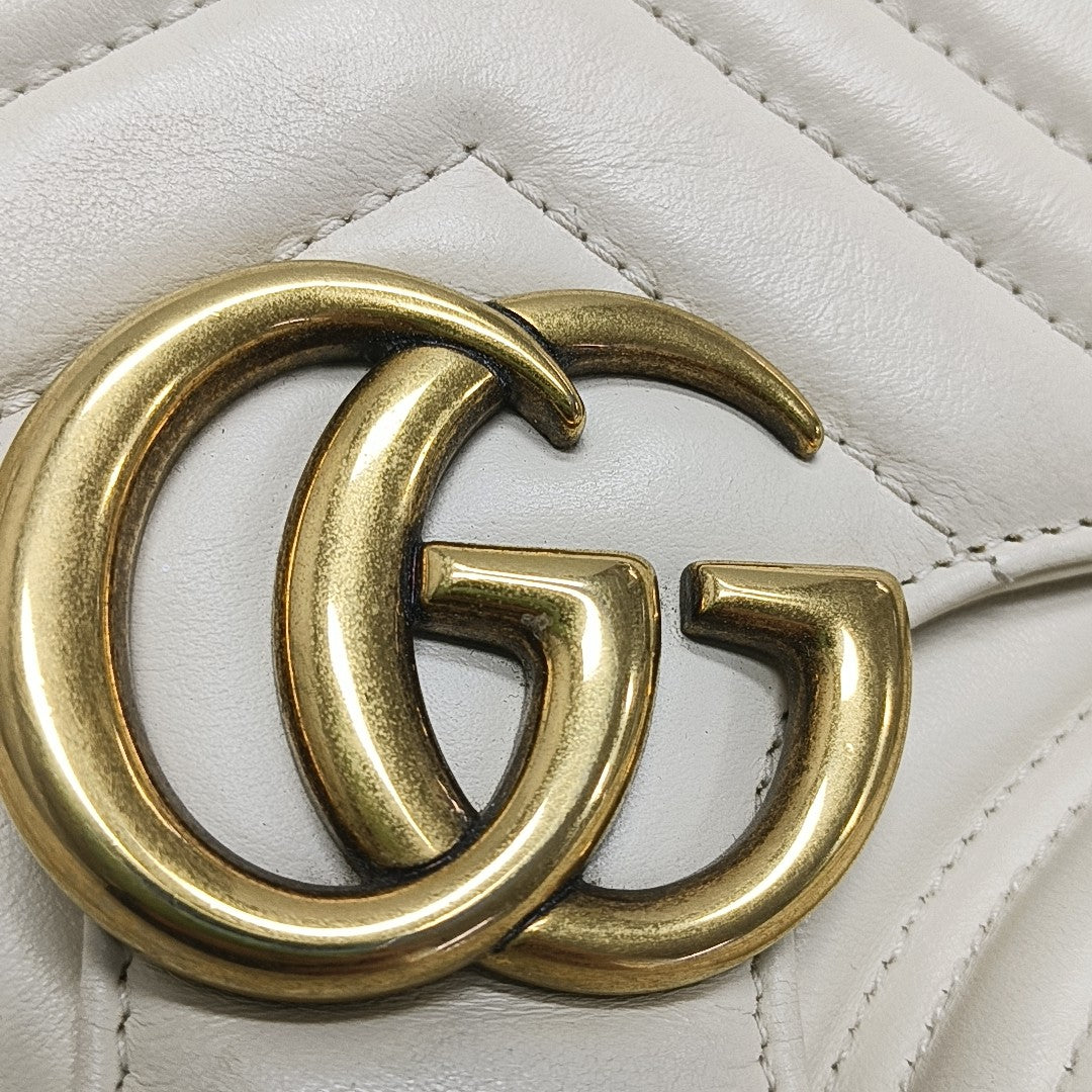 GG Marmont Medium Quilted Calfskin White