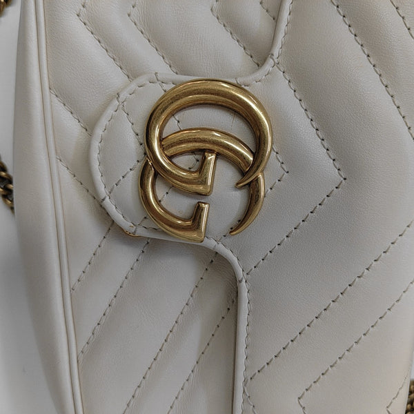 GG Marmont Mini Quilted Calfskin White
