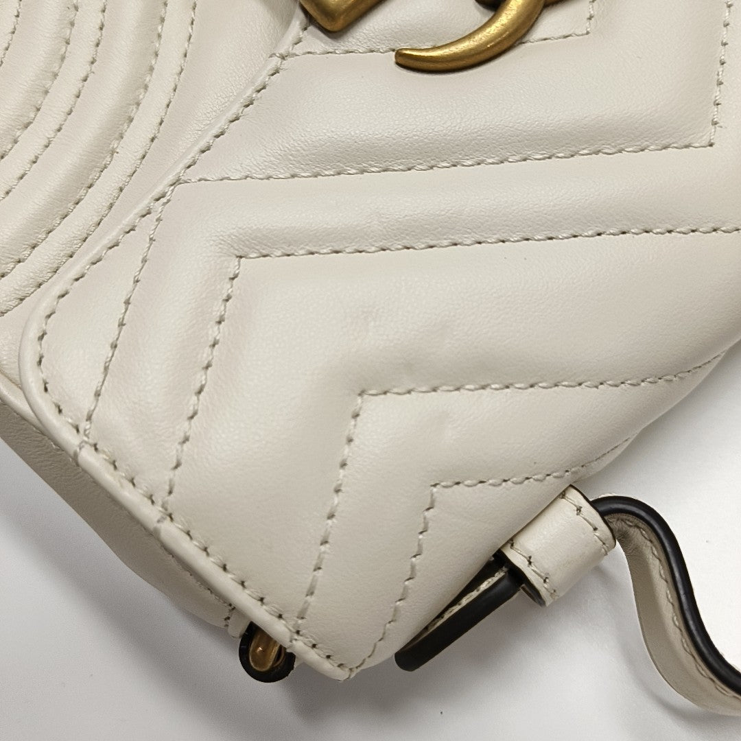 GG Marmont Mini Quilted Calfskin White